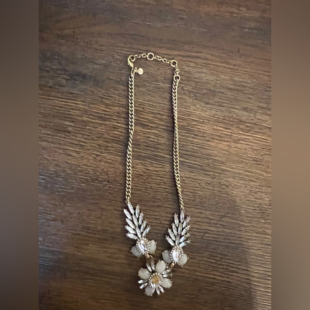 JCREW Vintage Gold and Crystal Necklace